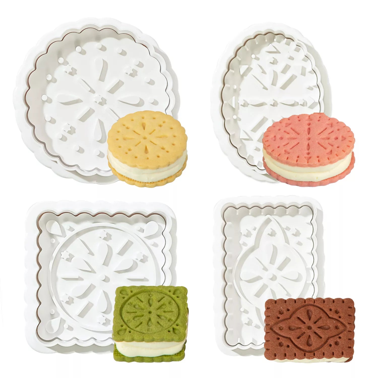 Japanese Style Cookie 4-Piece Cutter And Embossing Mold