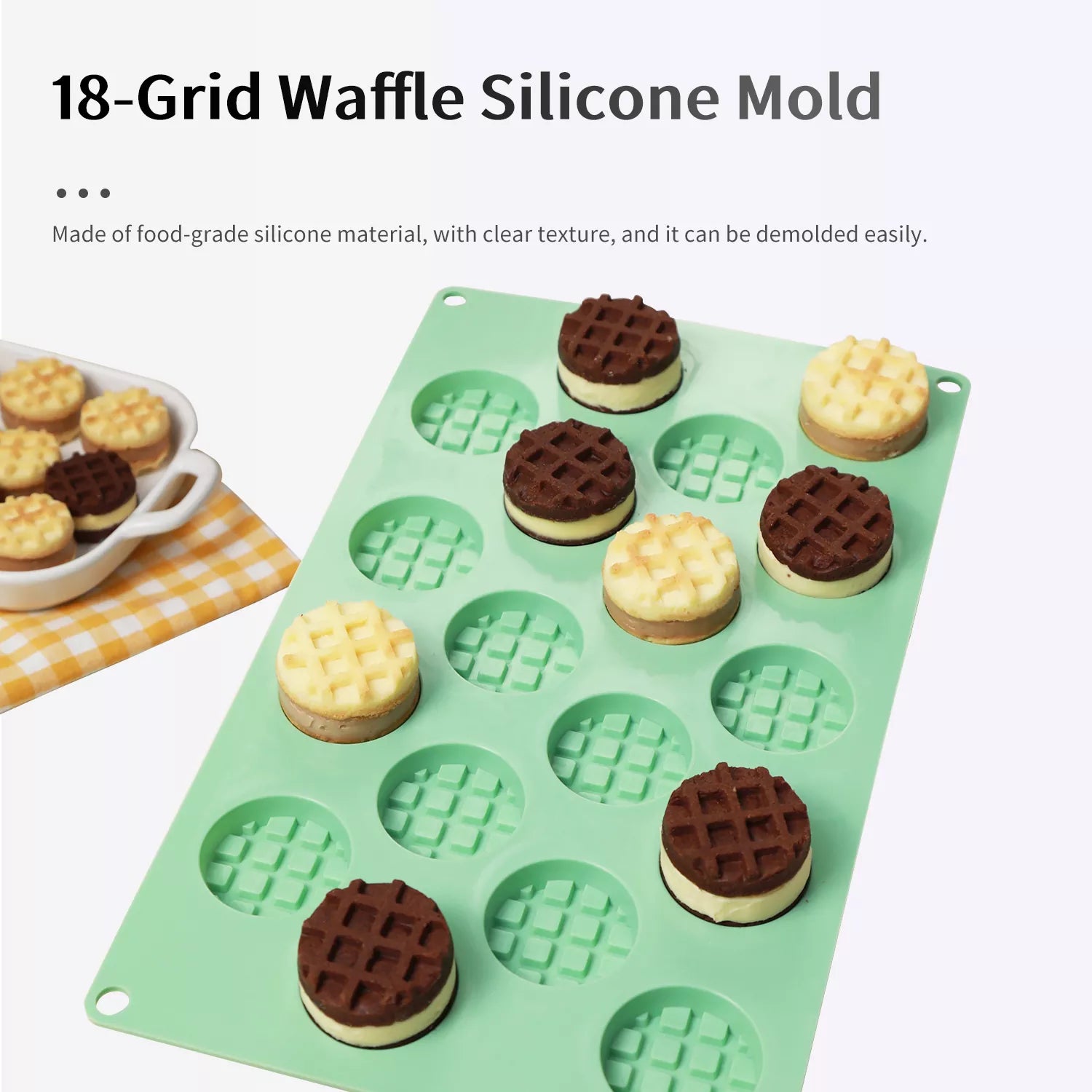 16-Cavity Round Waffle Silicone Mold