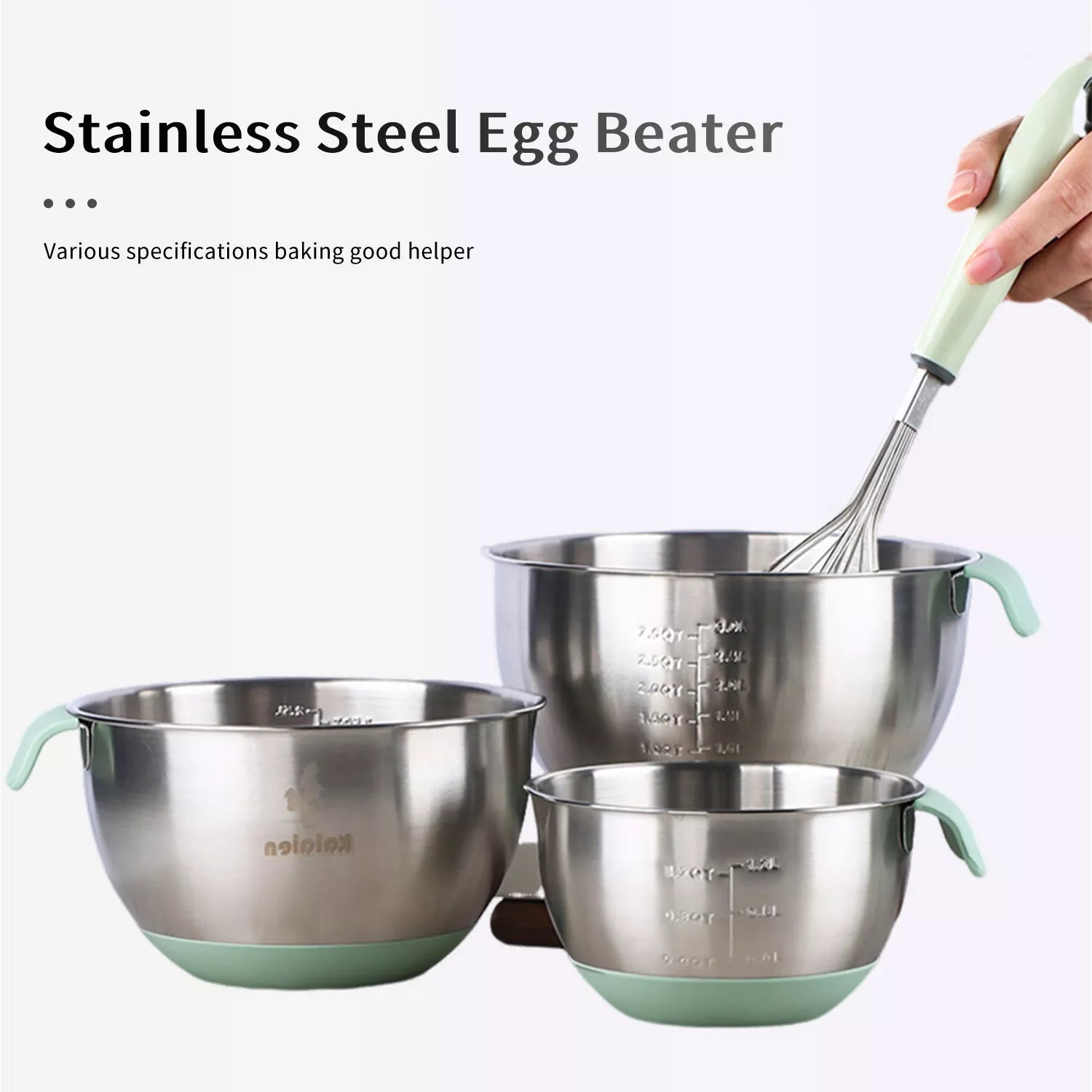 Thickened and heightened Stainless Steel Egg Beating Bowl with Handle