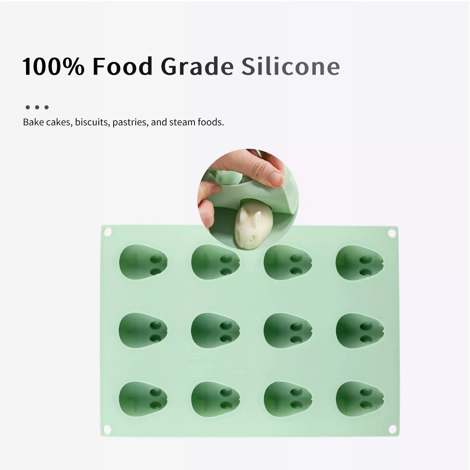 12-Cavity Rabbit Silicone Mold
