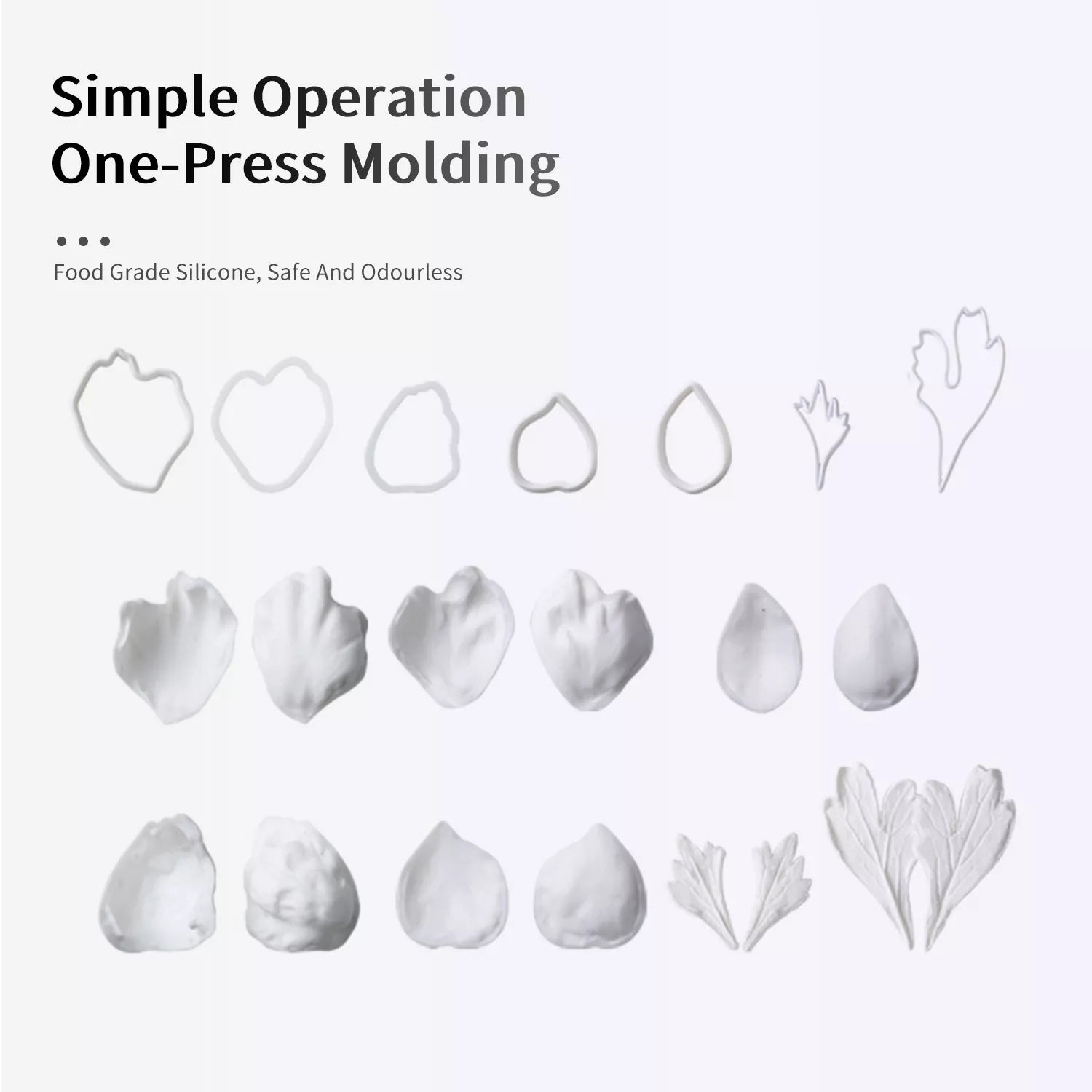 ZZJ0091 Realistic Peony Sugar Paste Cutting And Embossing Silicone Mold Set