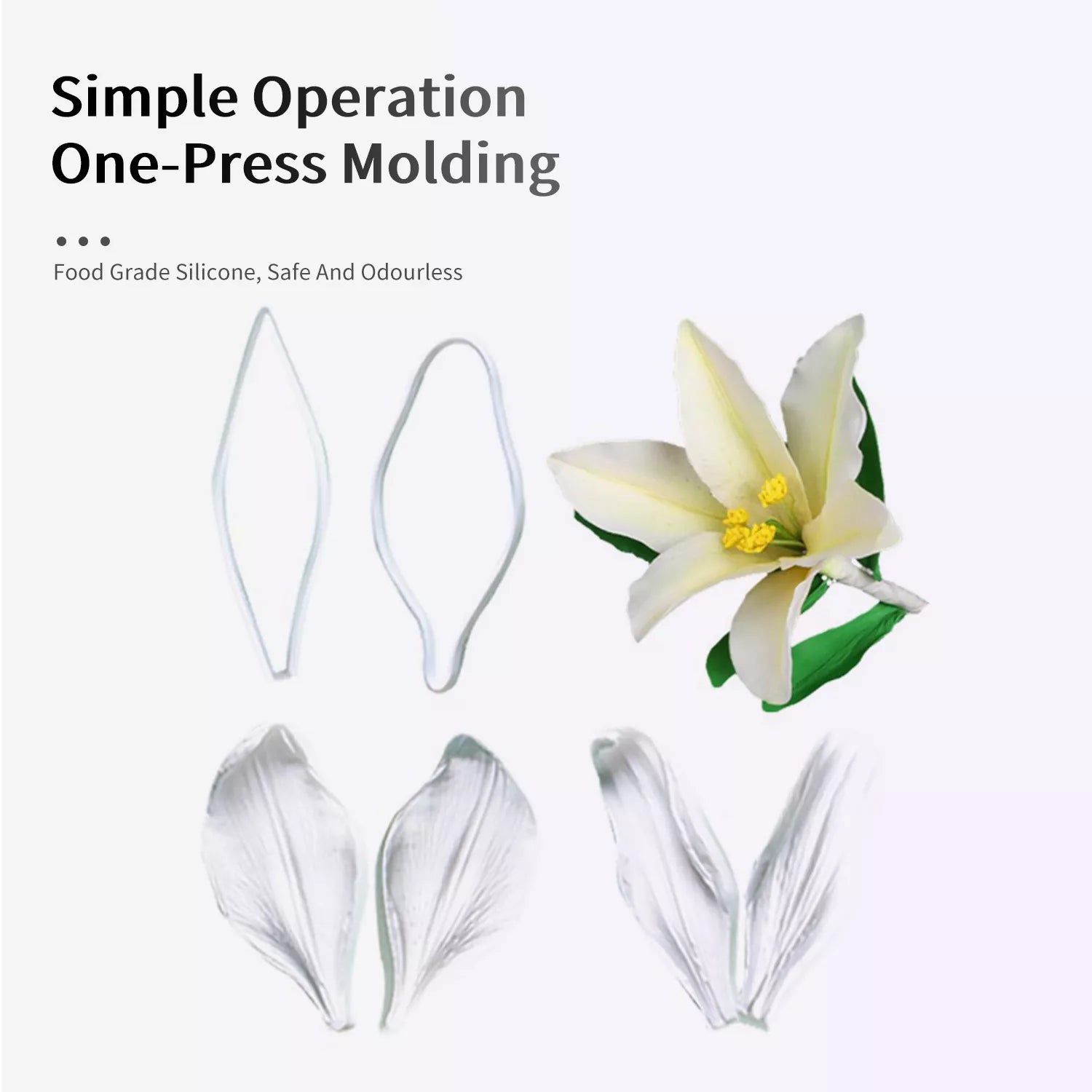 Realistic Lily Sugar Paste Cutting And Embossing Silicone Mold Set