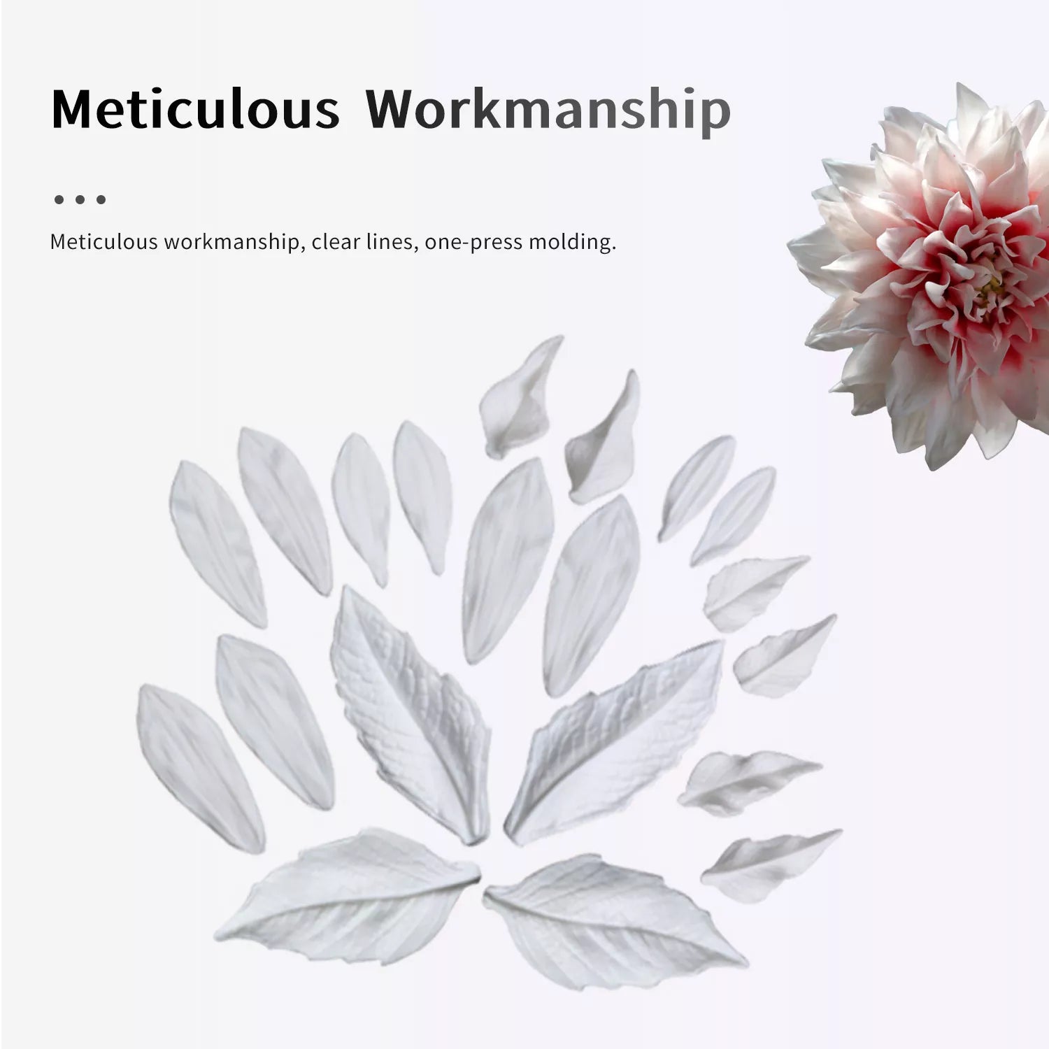 Realistic Dahlia Sugar Paste Cutting And Embossing Silicone Mold Set