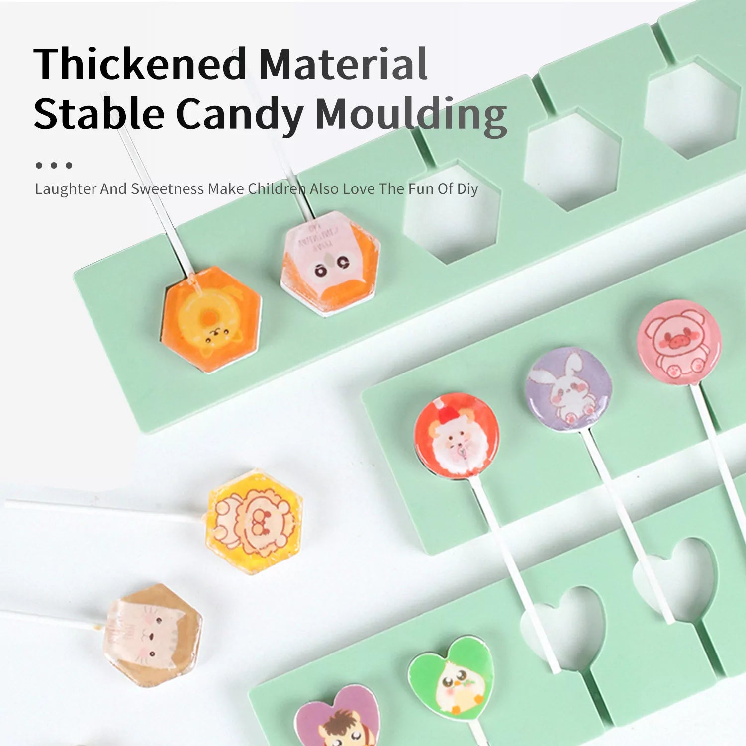 Heart-shaped, Hexagonal, Circular Lollipop Silicone Mold