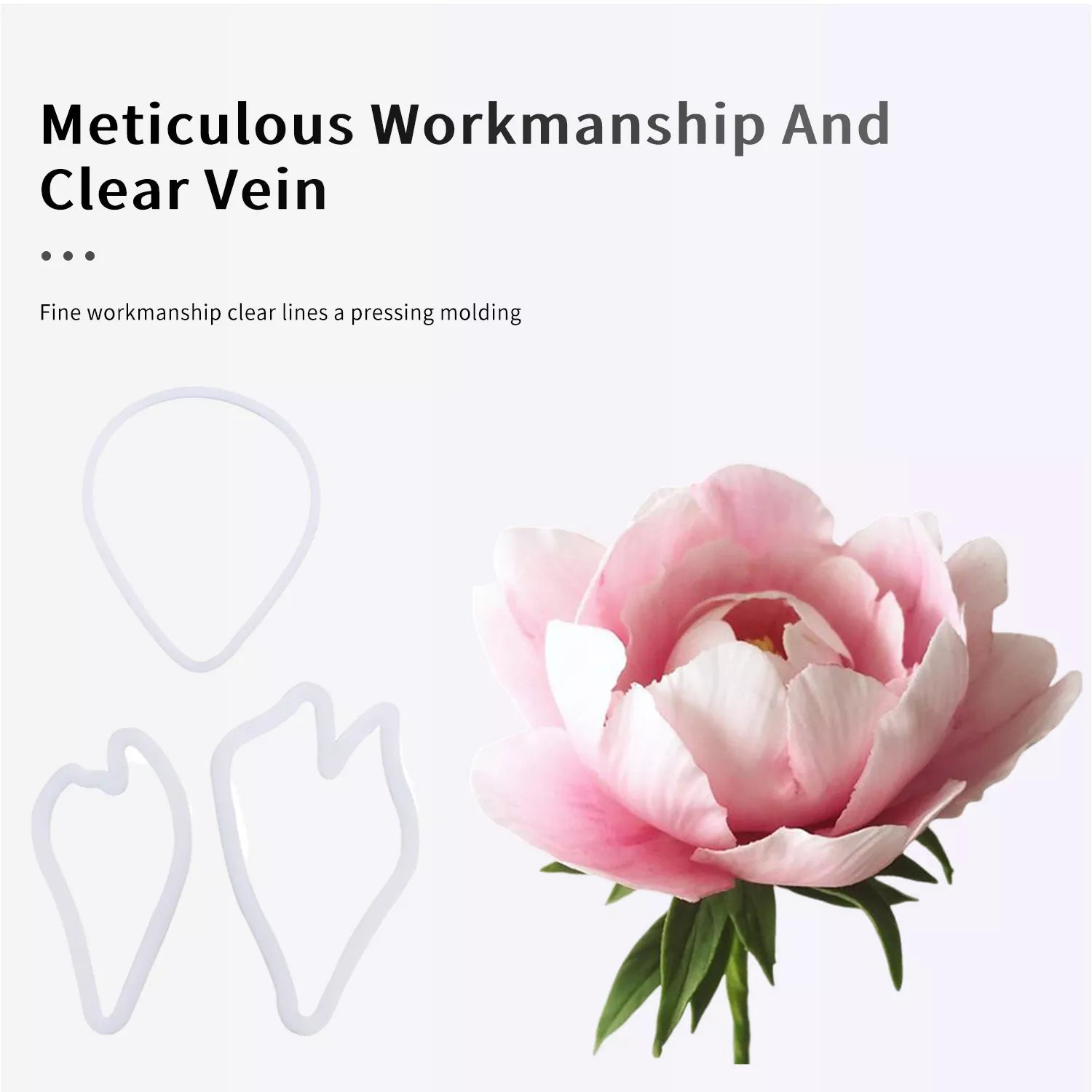 Realistic Peony Sugar Paste Cutting And Embossing Silicone Mold Set