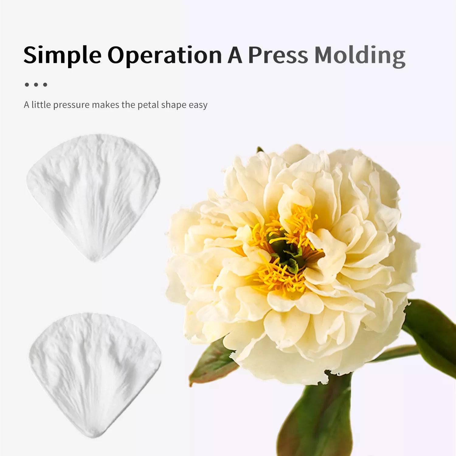 Realistic Peony Sugar Paste Cutting And Embossing Silicone Mold Set