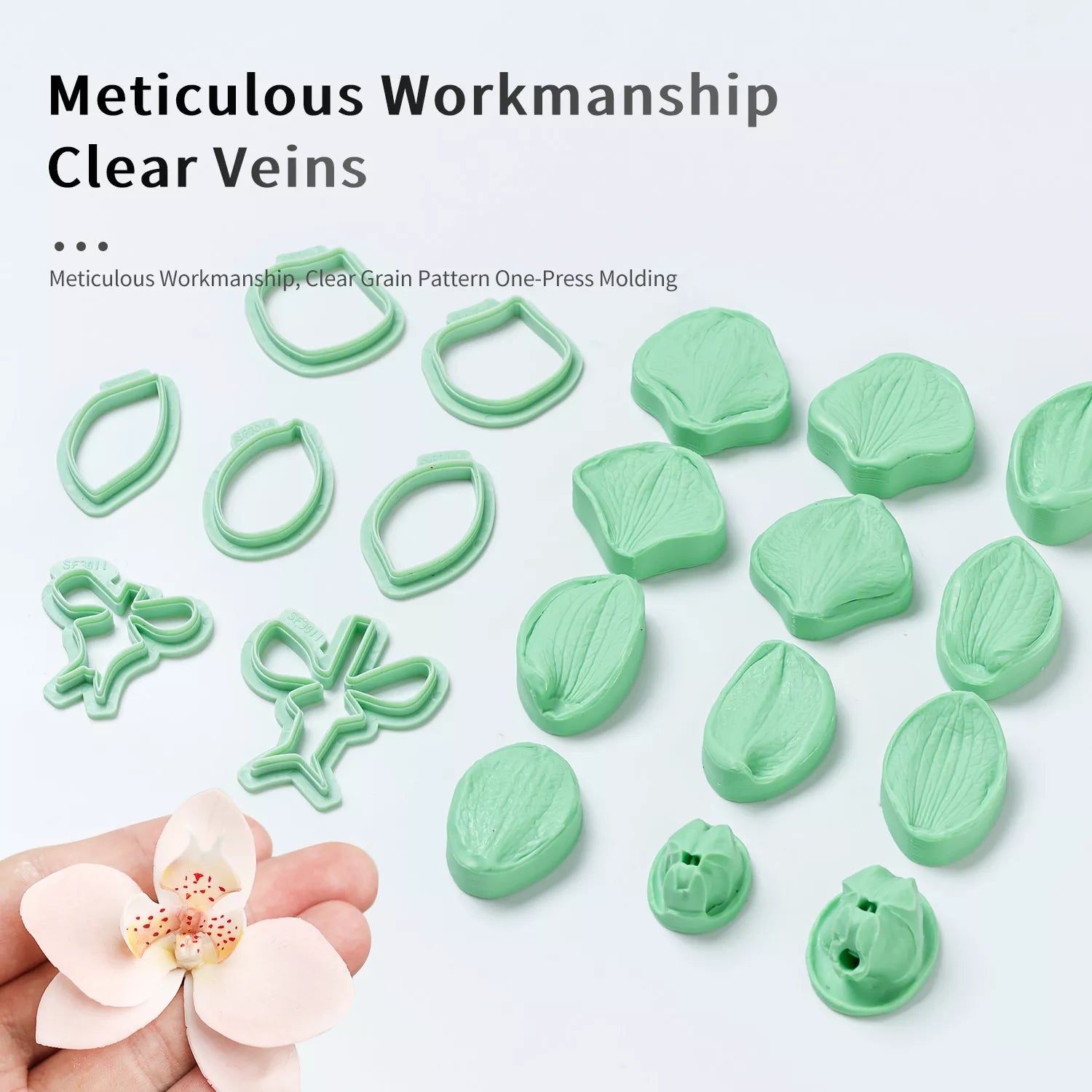 Realistic Phalaenopsis Orchid Sugar Paste Cutting And Embossing Silicone Mold Set