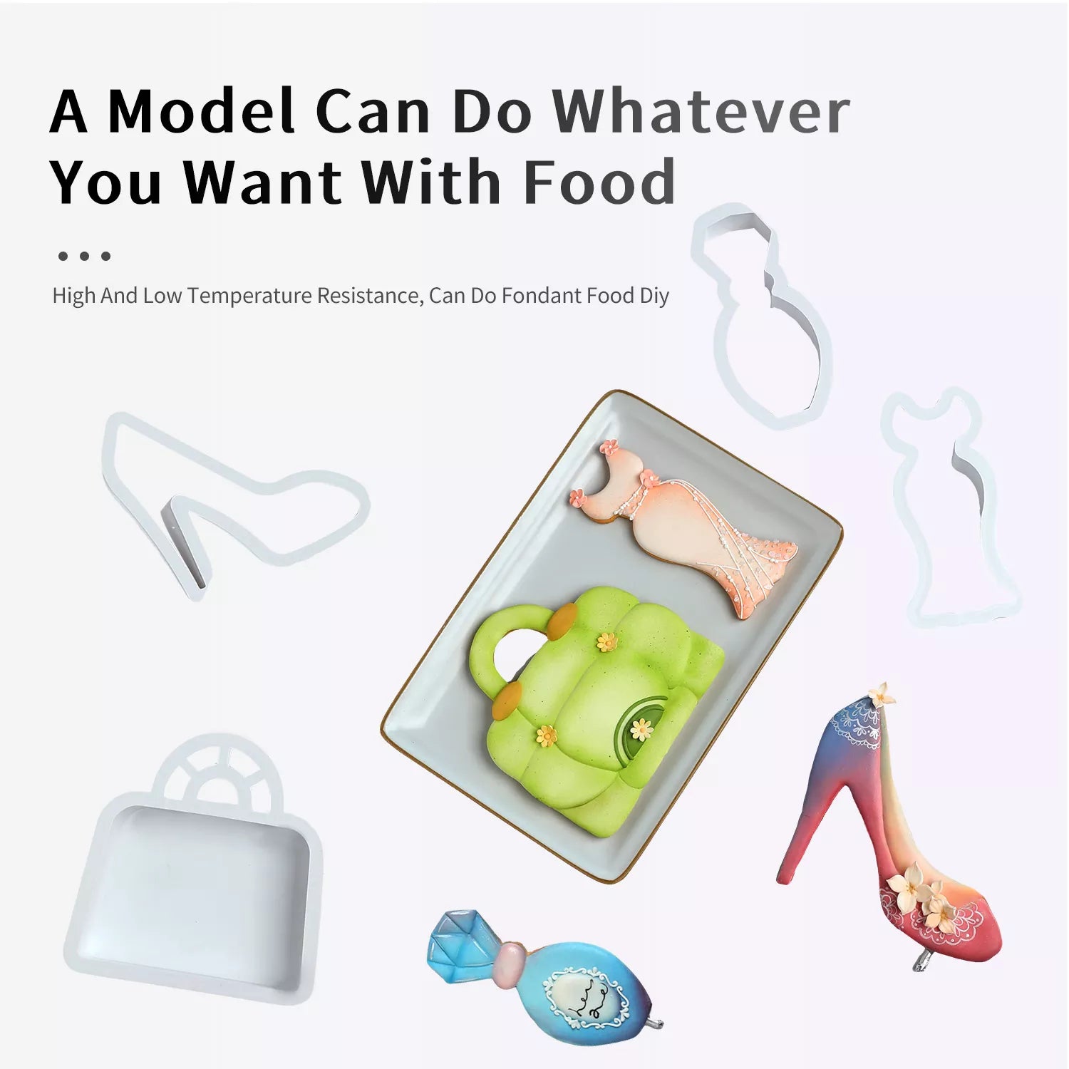 Skirt, High-Heeled Shoes, Handbag Cutting Mold Set