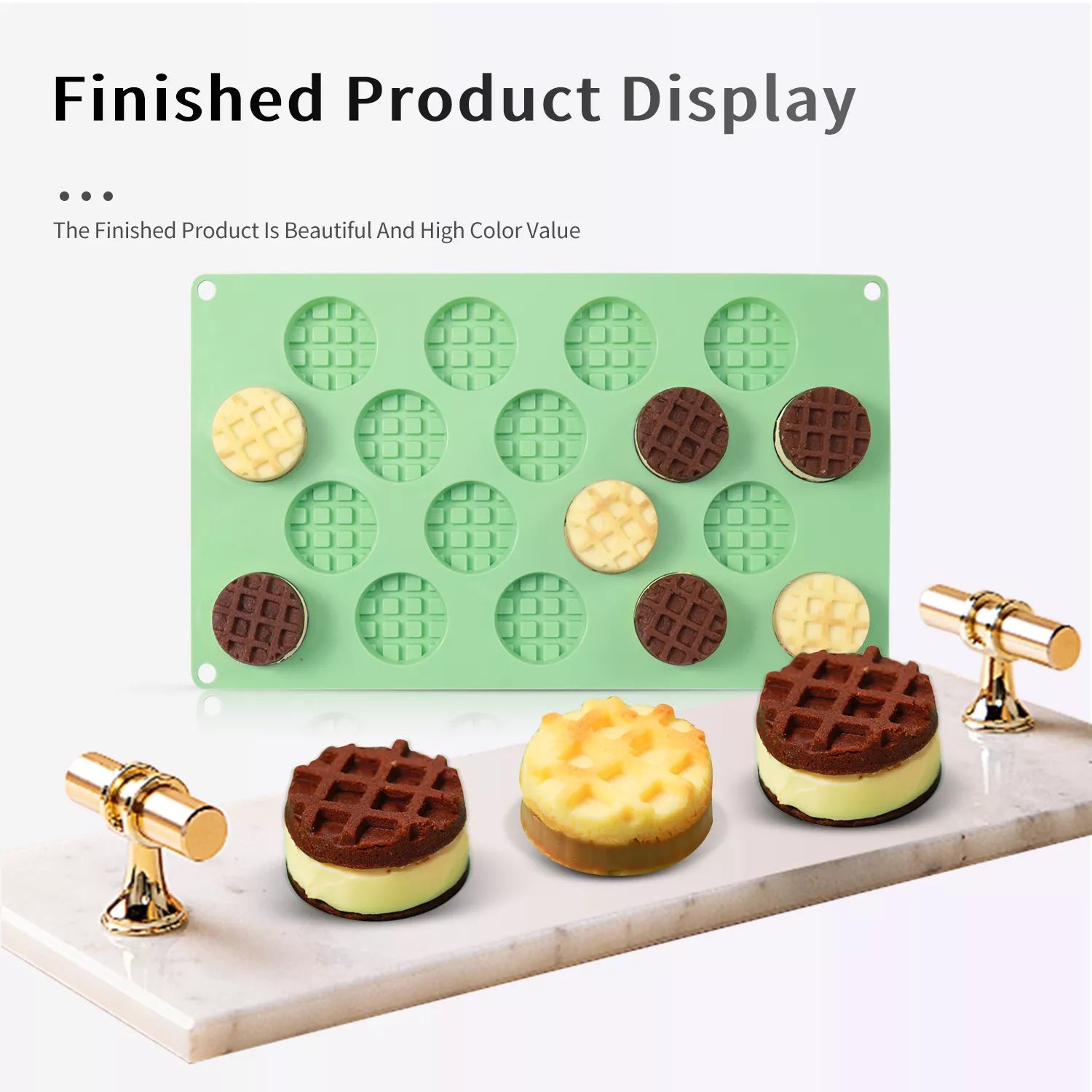 16-Cavity Round Waffle Silicone Mold