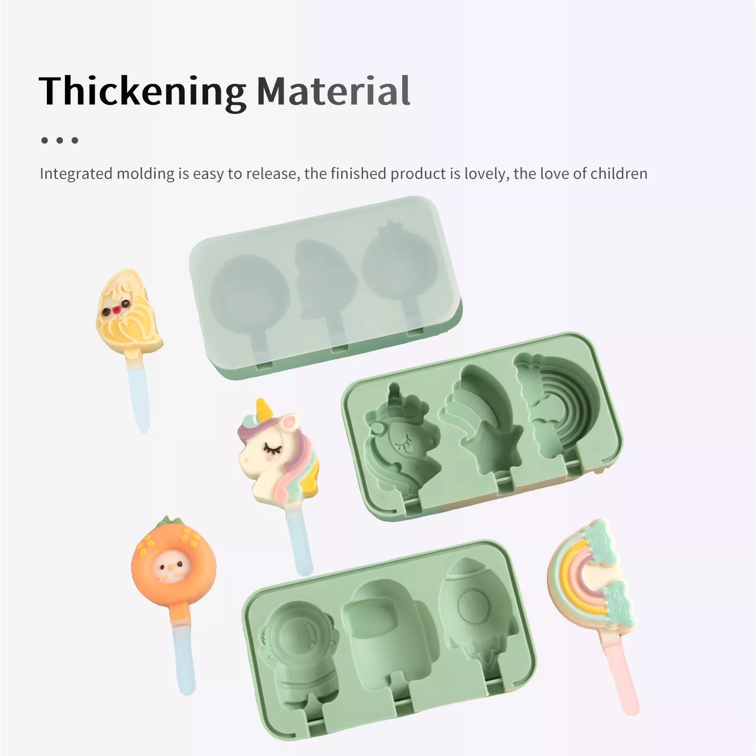 3-Cavity Cartoon Animal Ice Cream Silicone Mold