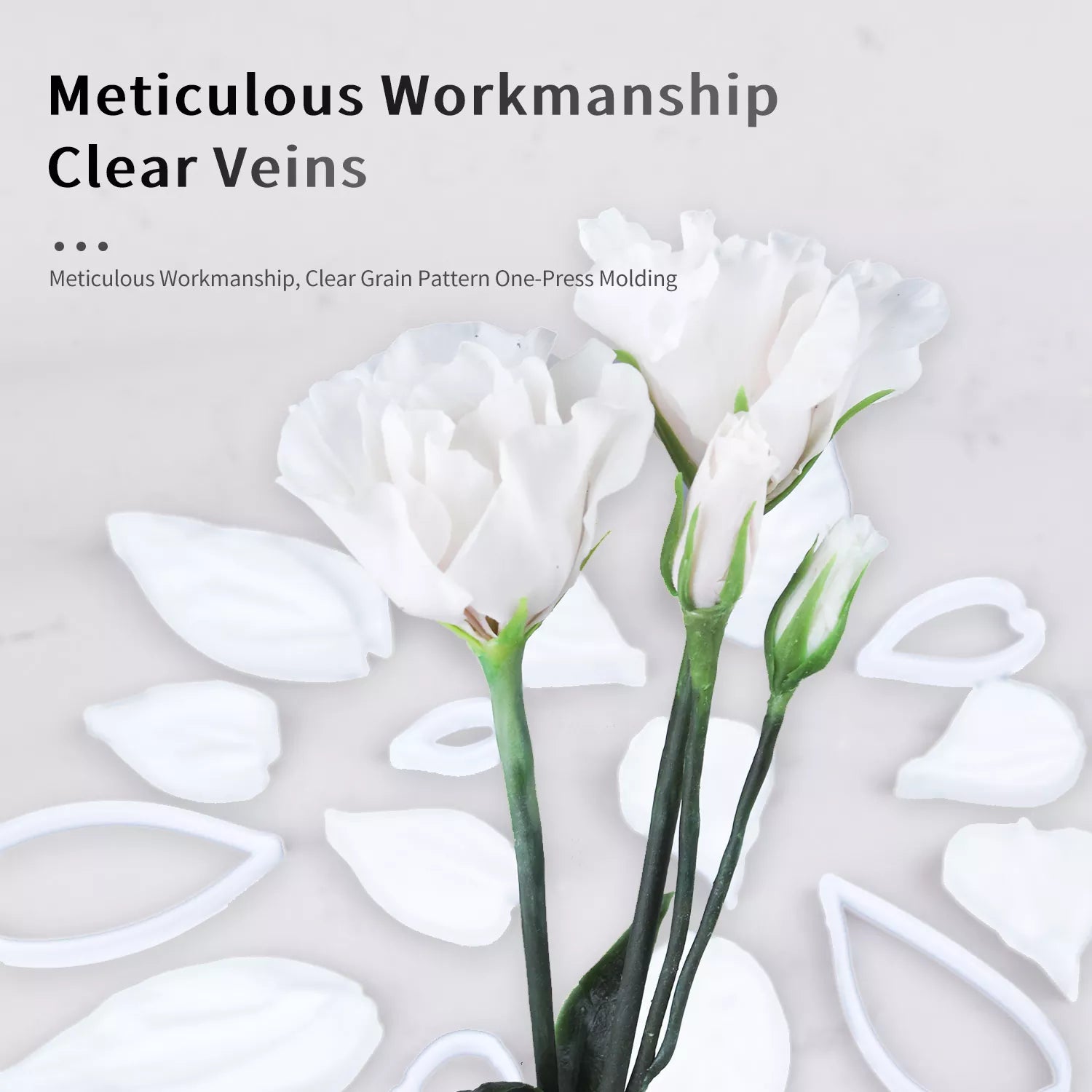 Realistic Eustoma Sugar Paste Cutting And Embossing Silicone Mold Set