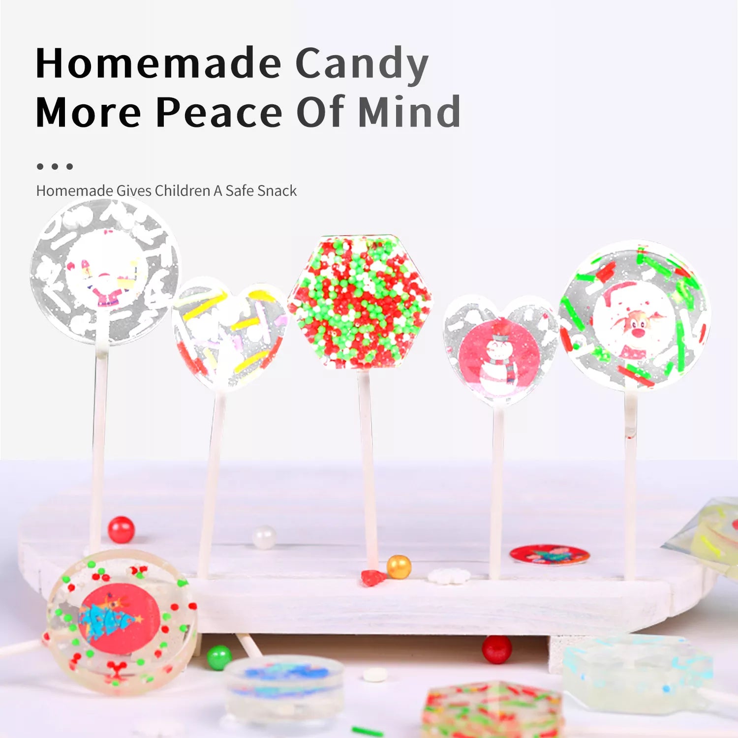 Heart-shaped, Hexagonal, Circular Lollipop Silicone Mold