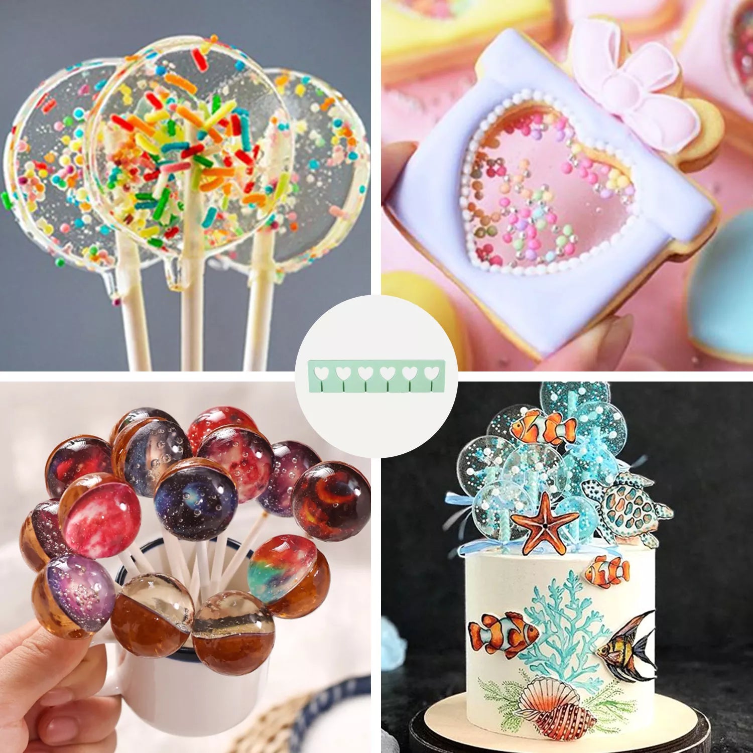 Heart-shaped, Hexagonal, Circular Lollipop Silicone Mold