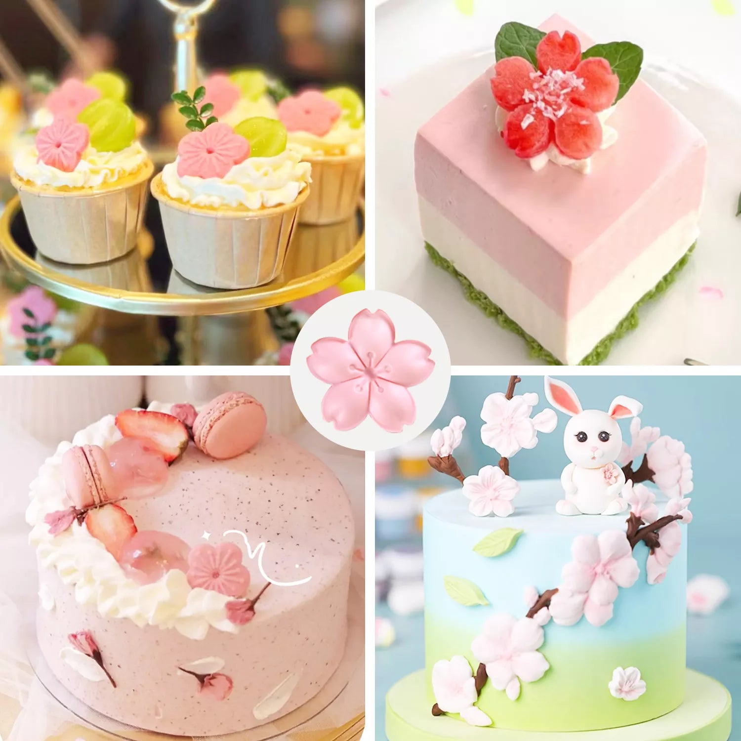 Cherry Blossom 6-Piece Cutter And Embossing Mold