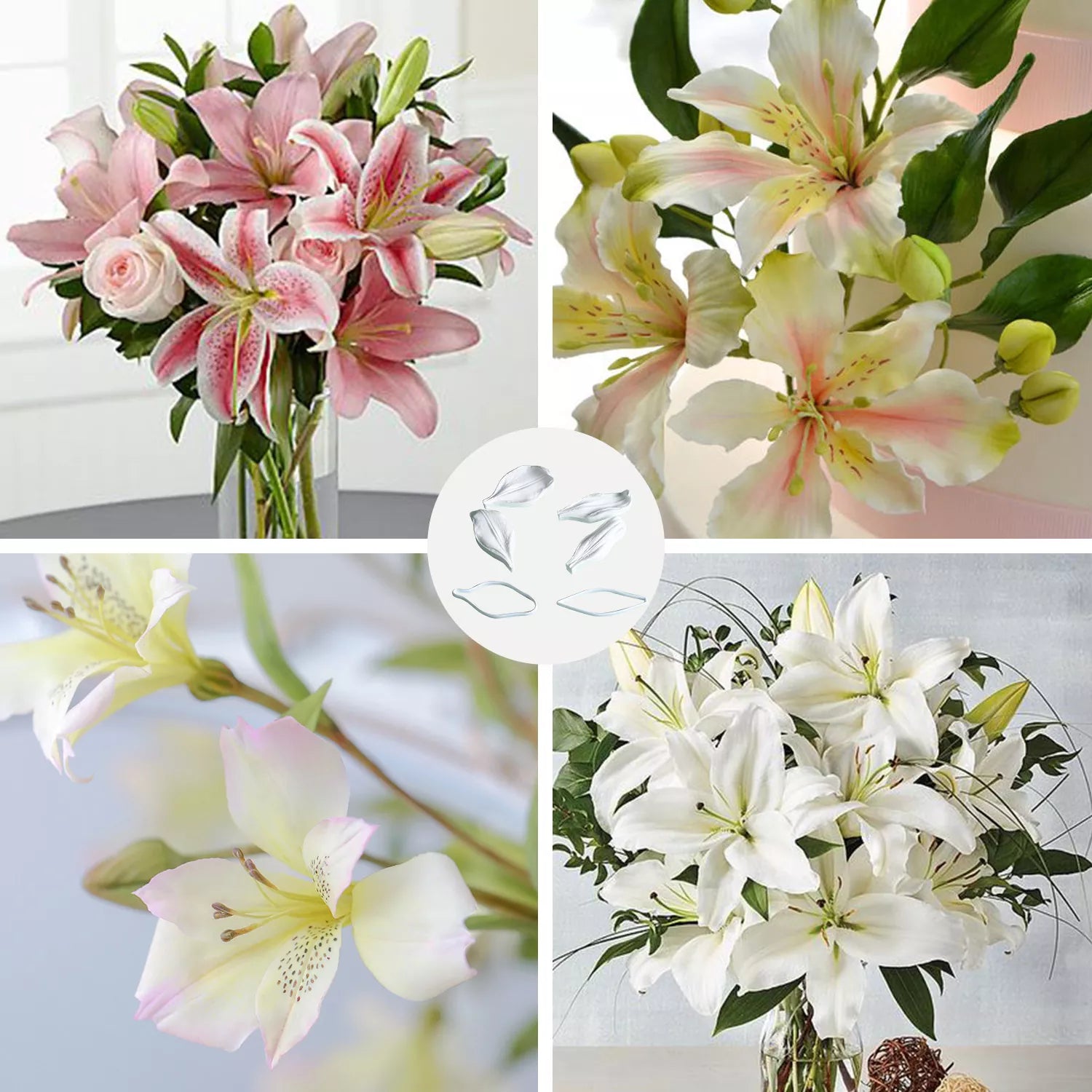 Realistic Lily Sugar Paste Cutting And Embossing Silicone Mold Set