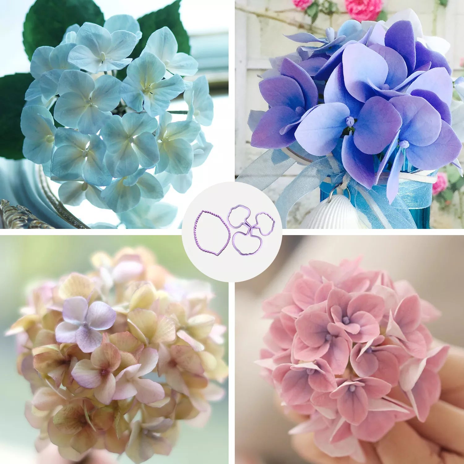 Realistic Hydrangea Sugar Paste Cutting And Embossing Silicone Mold Set