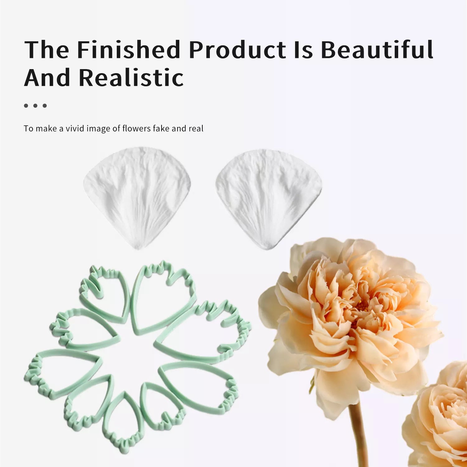 Realistic Peony Sugar Paste Cutting And Embossing Silicone Mold Set