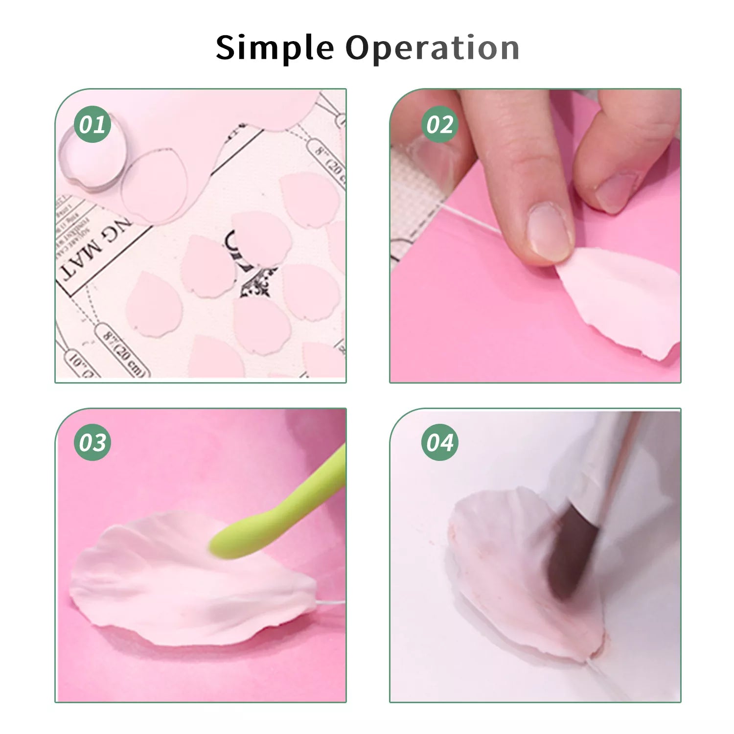 Realistic Peony Sugar Paste Cutting And Embossing Silicone Mold Set
