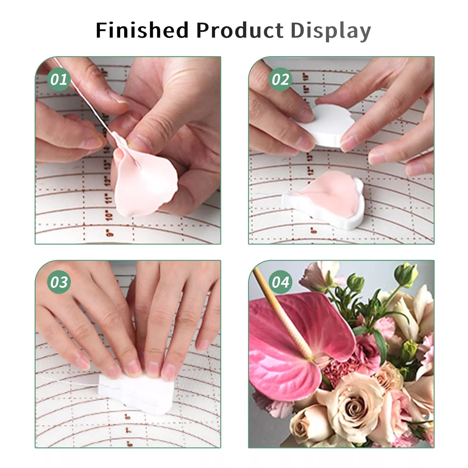 Realistic Anthurium Sugar Paste Cutting And Embossing Silicone Mold Set