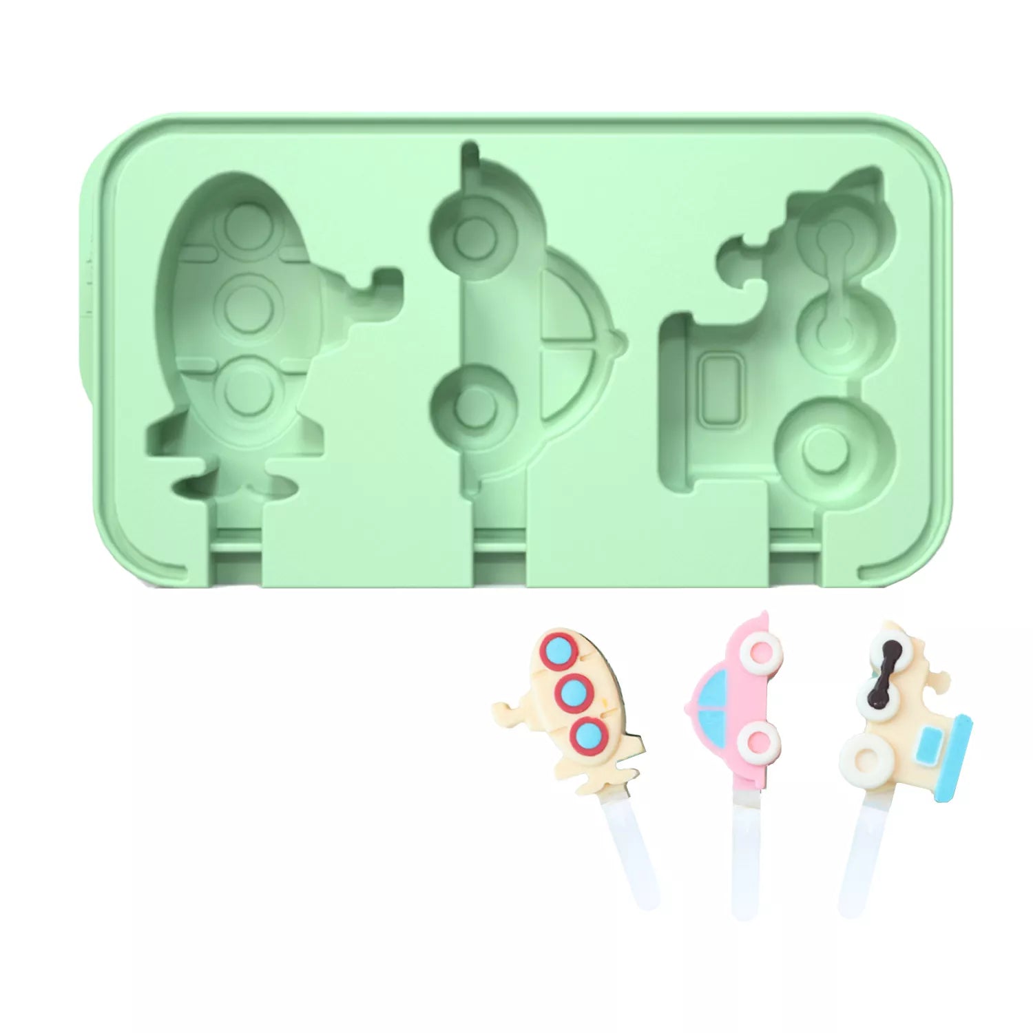 3-Cavity Cartoon Animal Ice Cream Silicone Mold