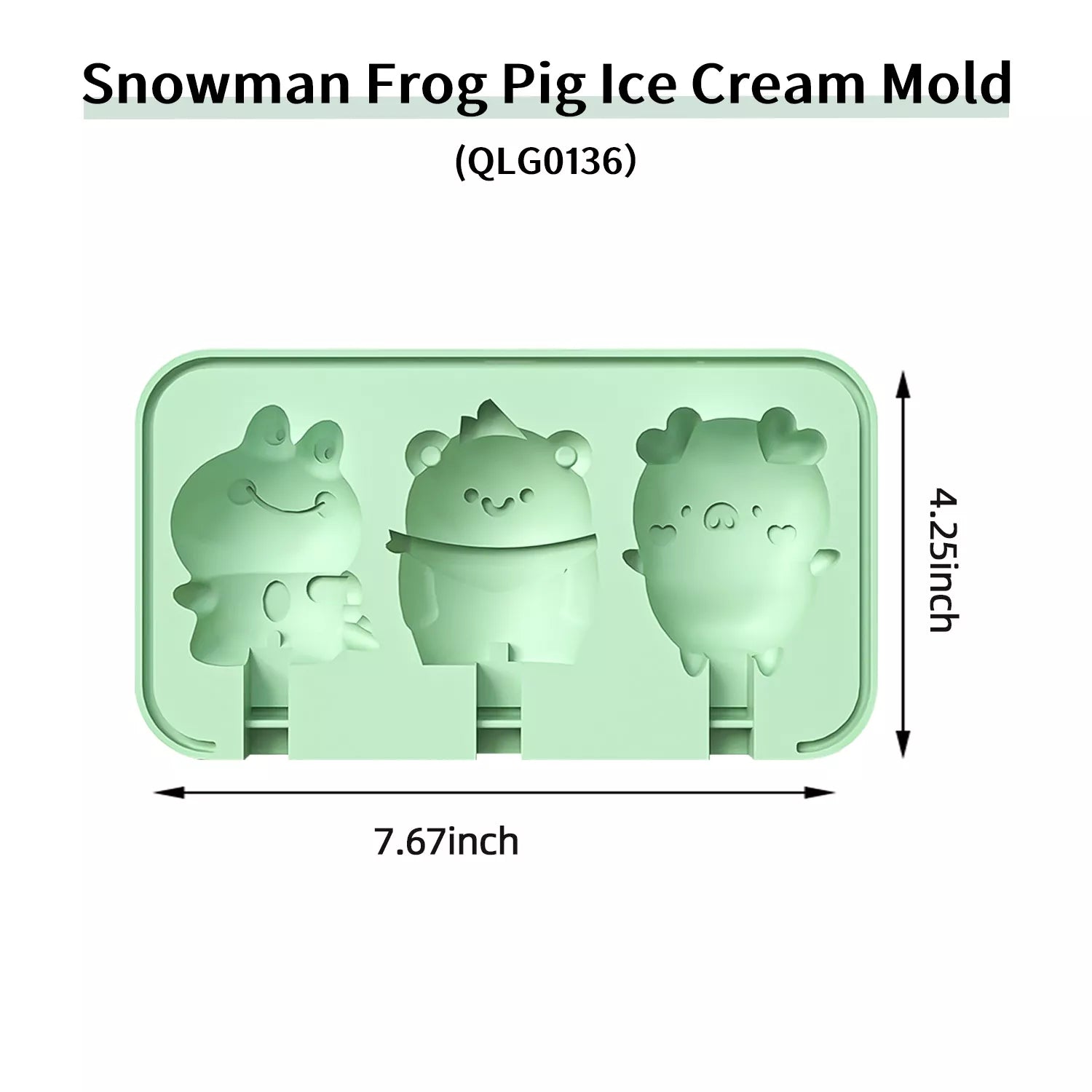 3-Cavity Cartoon Animal Ice Cream Silicone Mold
