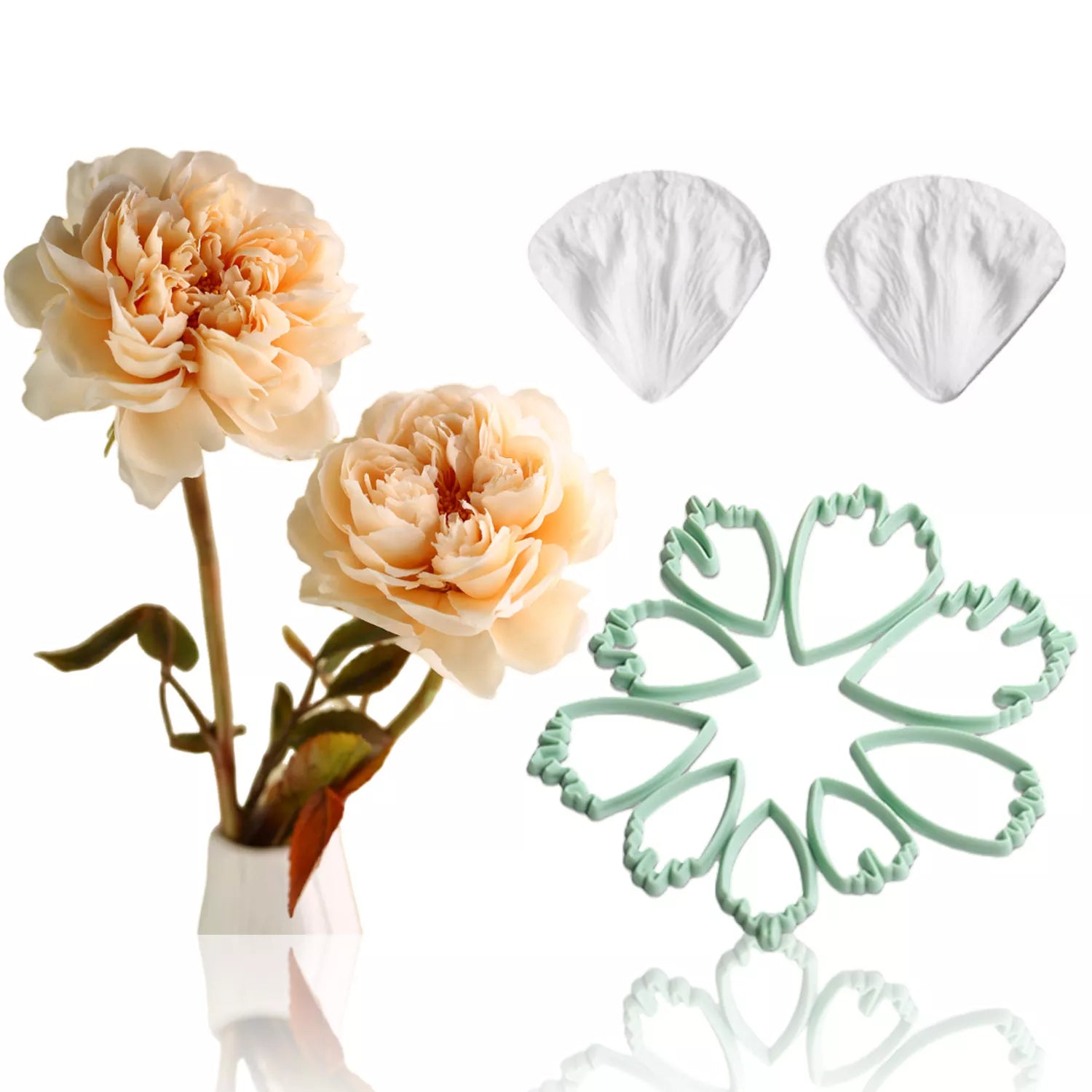 Realistic Peony Sugar Paste Cutting And Embossing Silicone Mold Set