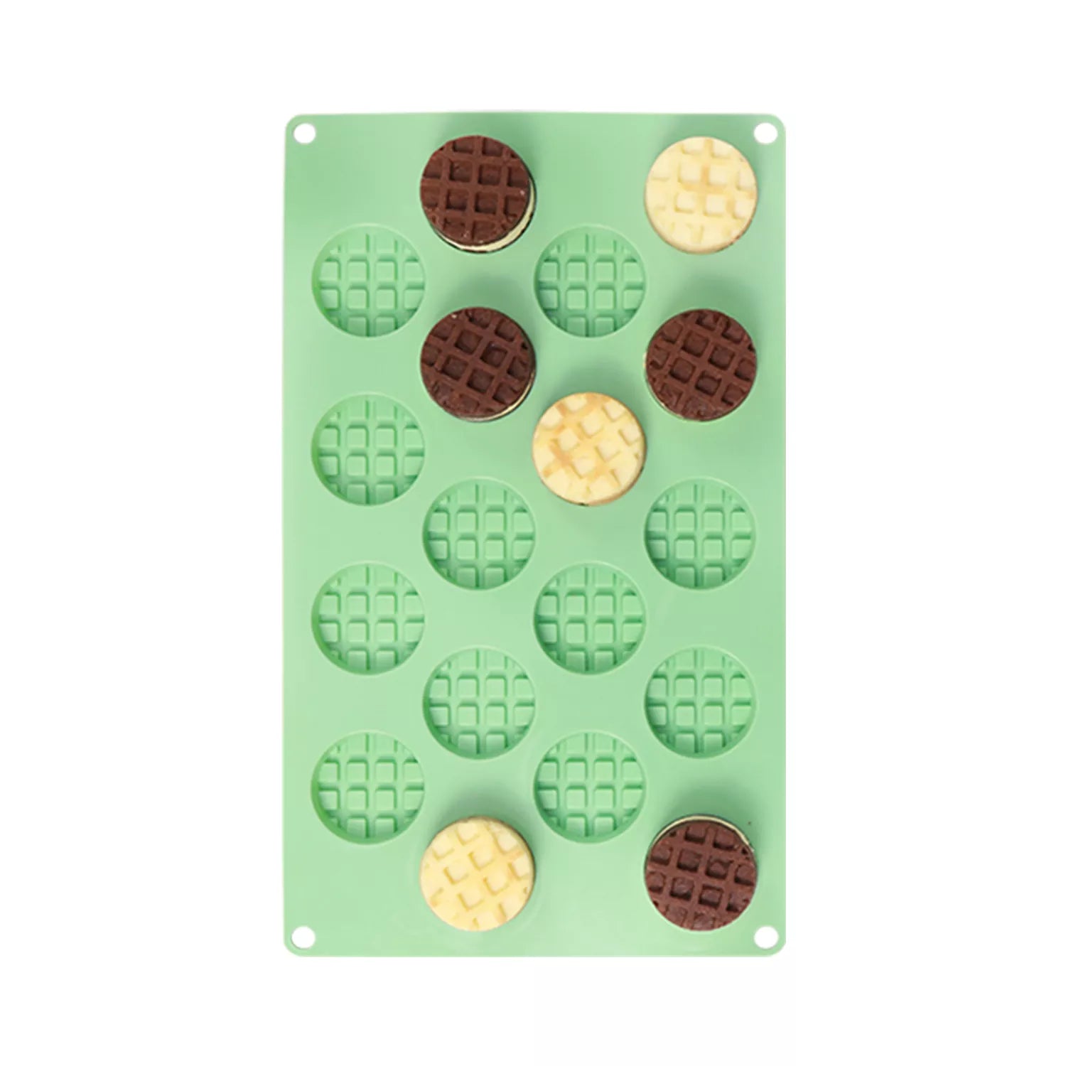 16-Cavity Round Waffle Silicone Mold