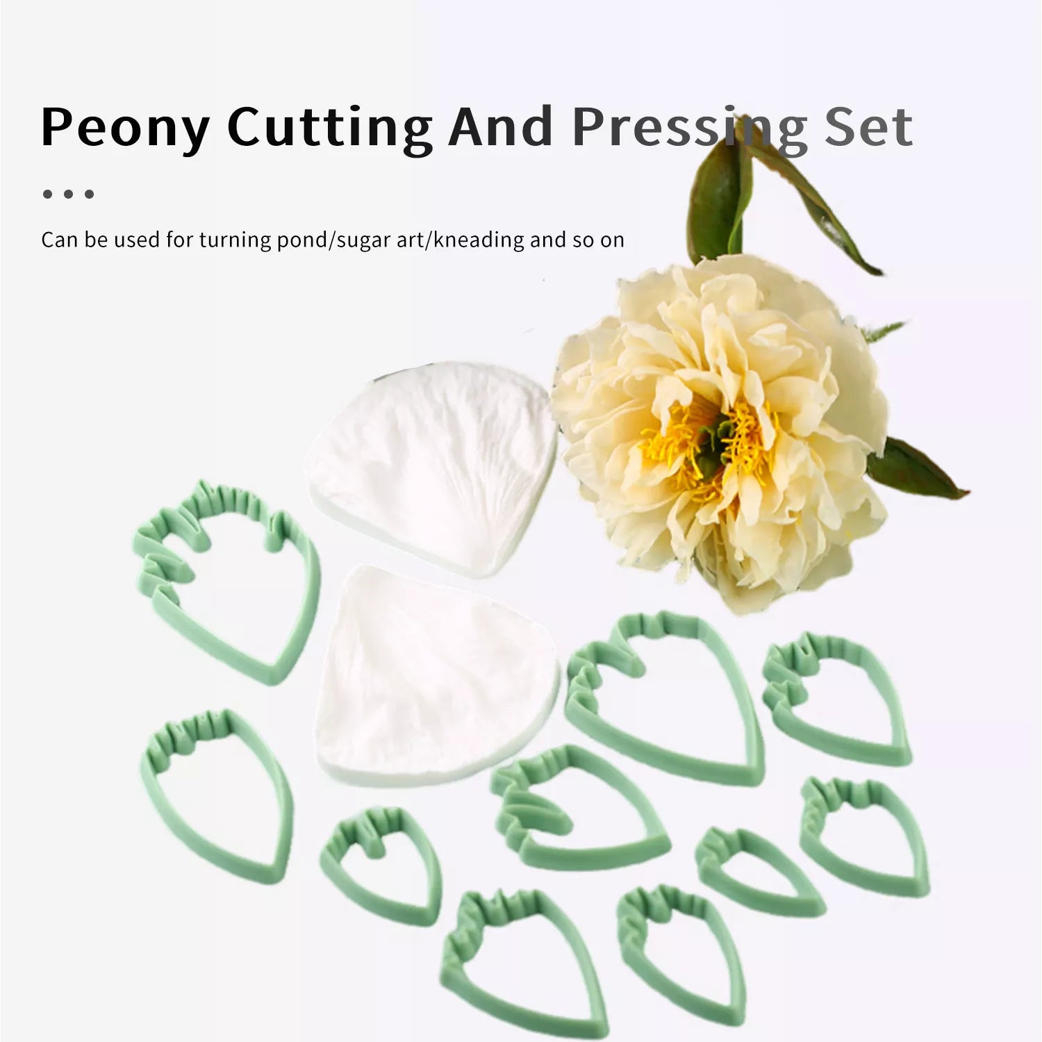 Realistic Peony Sugar Paste Cutting And Embossing Silicone Mold Set