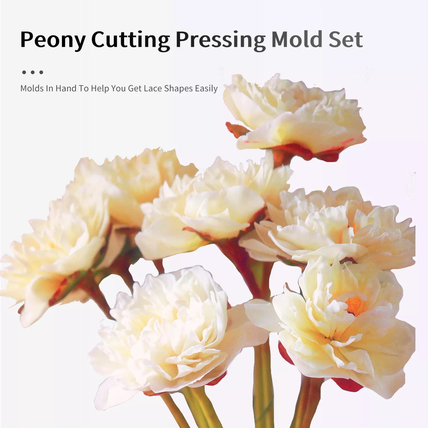 ZZJ0091 Realistic Peony Sugar Paste Cutting And Embossing Silicone Mold Set