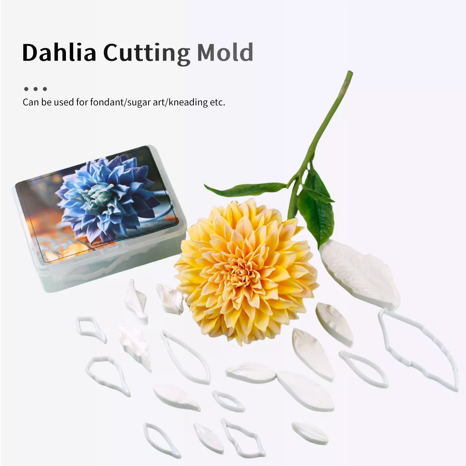 Realistic Dahlia Sugar Paste Cutting And Embossing Silicone Mold Set