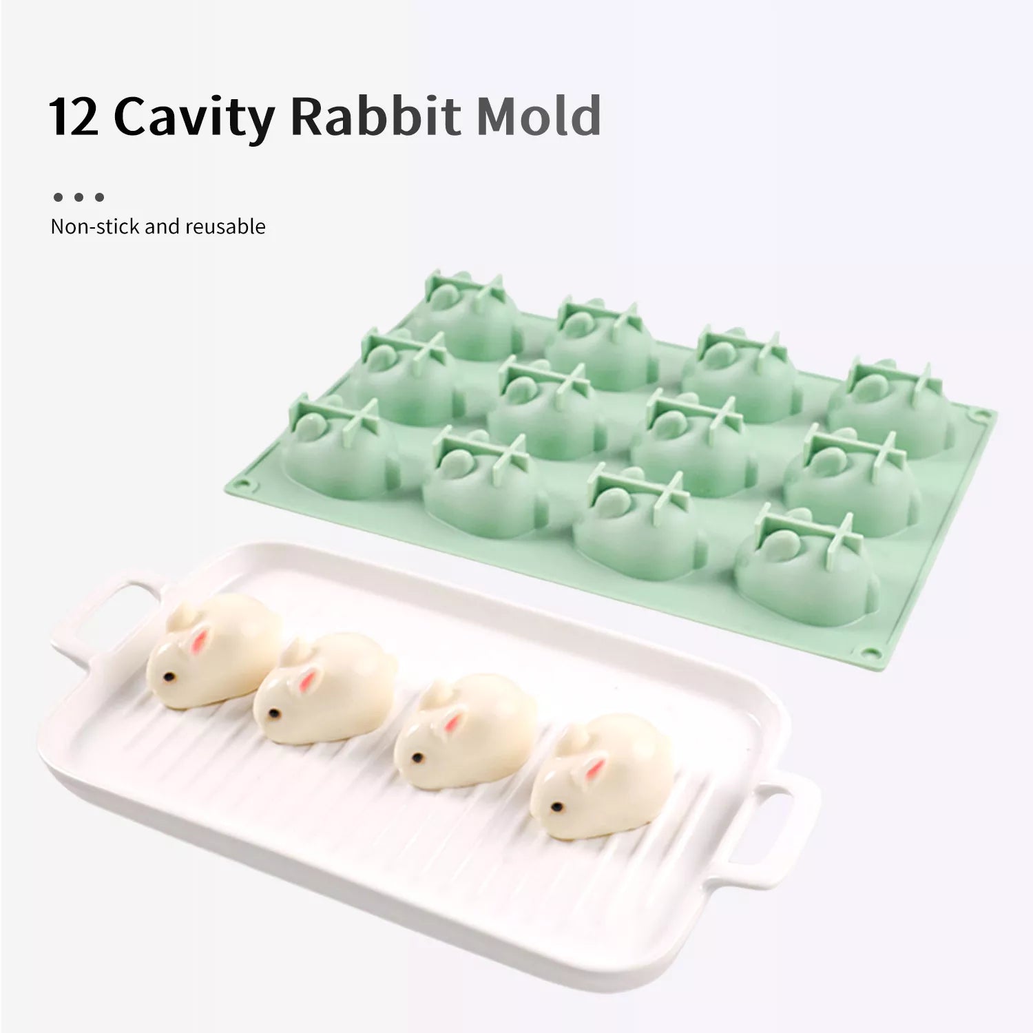 12-Cavity Rabbit Silicone Mold