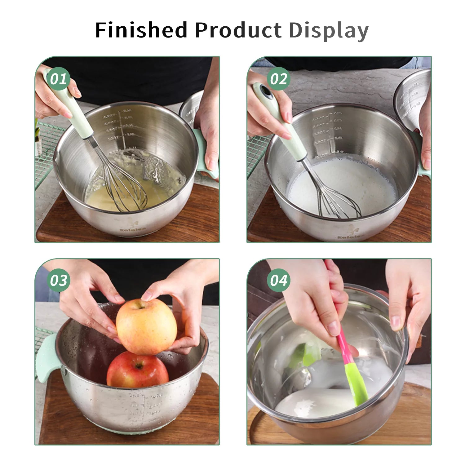 Thickened and heightened Stainless Steel Egg Beating Bowl with Handle