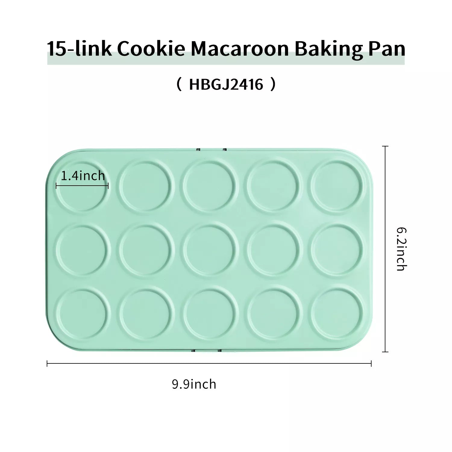 15-Cavity Green Macaron Biscuit Carbon Steel Baking Pan
