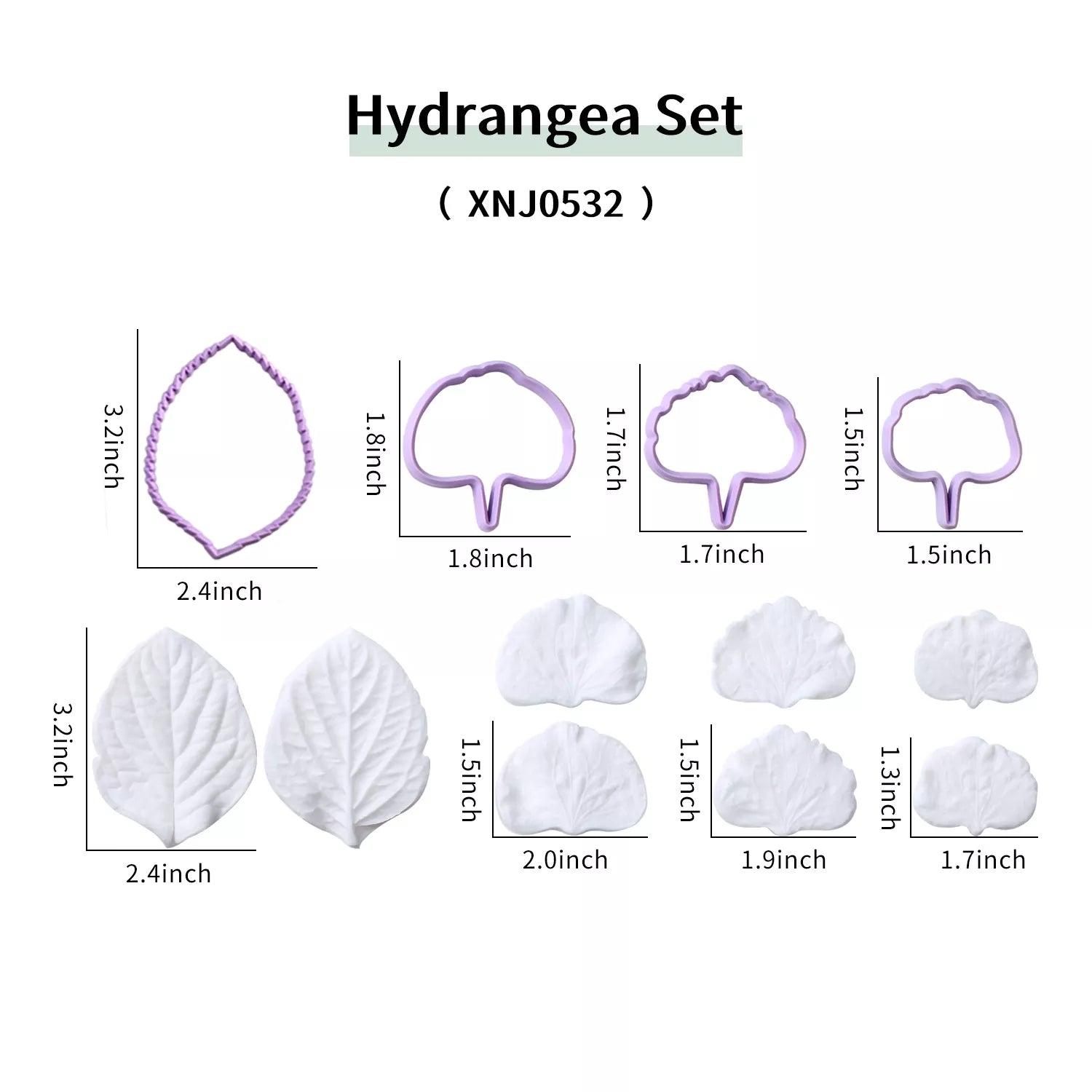 Realistic Hydrangea Sugar Paste Cutting And Embossing Silicone Mold Set