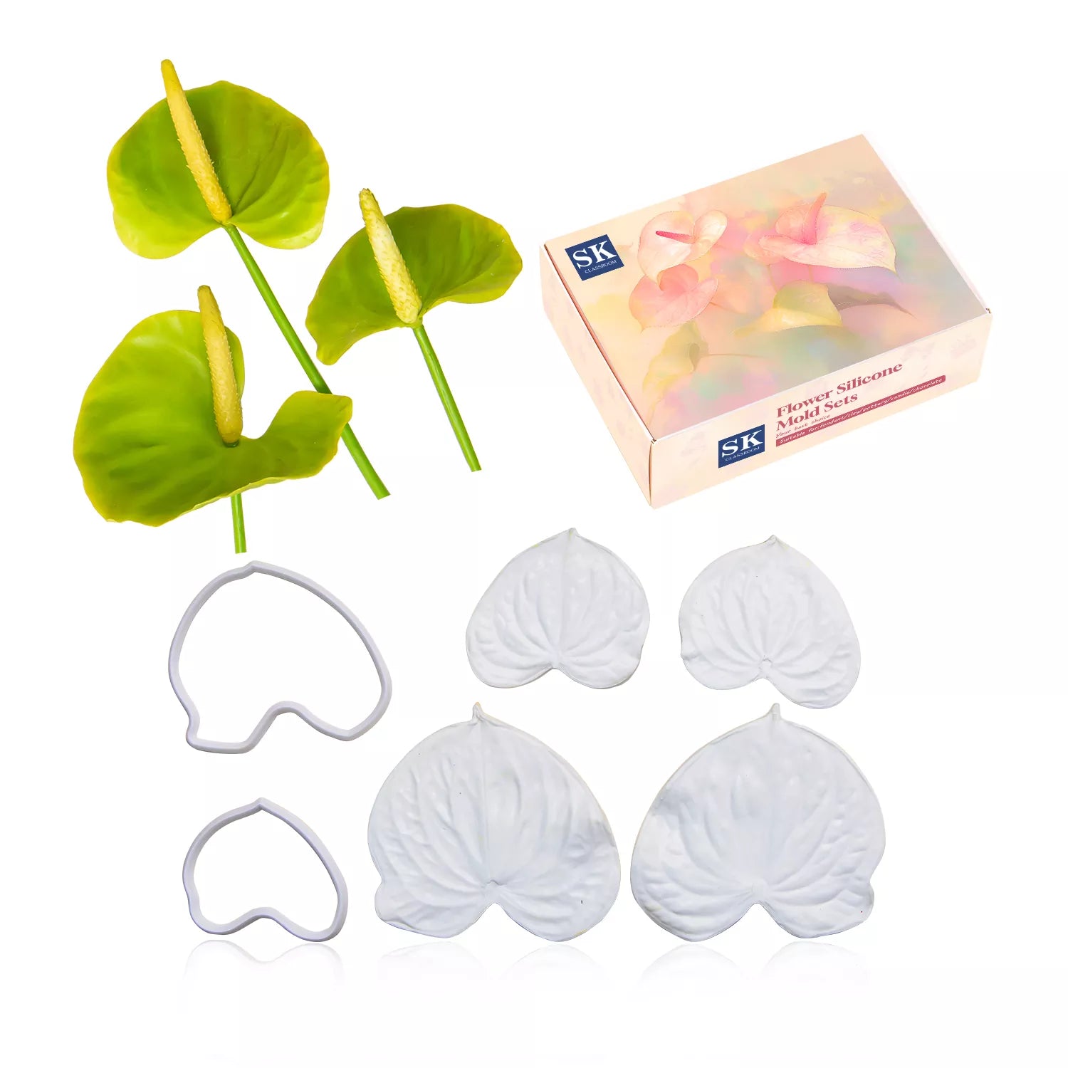 Realistic Anthurium Sugar Paste Cutting And Embossing Silicone Mold Set